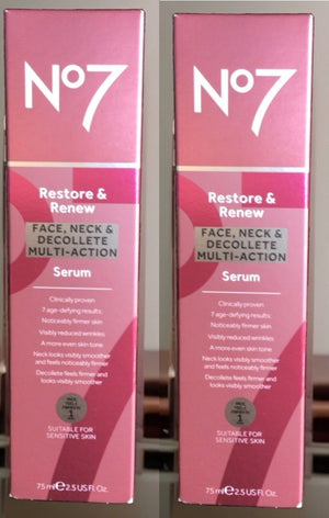 No7 Restore & Renew Face Serum 2.5 fl oz Anti-Aging Skincare 2Pk