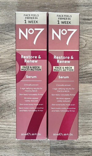 No7 Restore & Renew Face Serum 1.69 fl oz Anti-Aging Skincare 2Pk