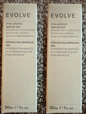 LOT of 2 Evolve Organic Beauty Hyaluronic Serum 200 Natural Hydrating Face Serum