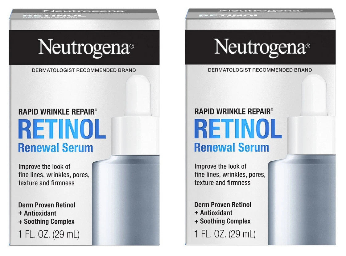 2 Neutrogena Retinol Renewal Serum - Rapid Wrinkle Repair - 1oz (29mL)