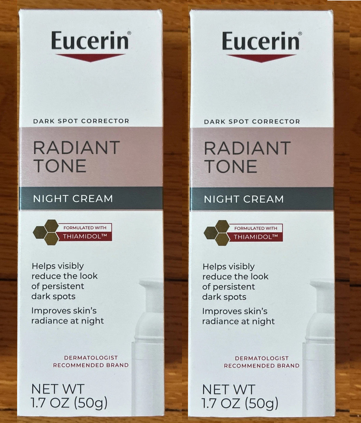 2 LOT - Eucerin Radiant Tone Night Cream 1.7 Ounce Dark Spot Corrector Thiamidol