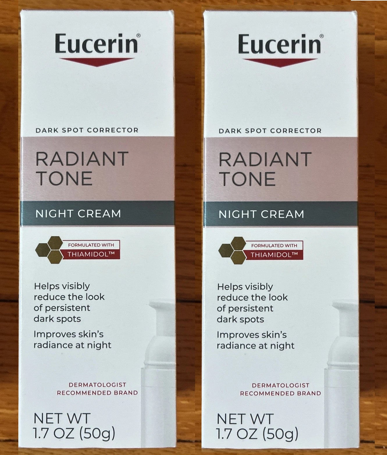 2 LOT - Eucerin Radiant Tone Night Cream 1.7 Ounce Dark Spot Corrector Thiamidol