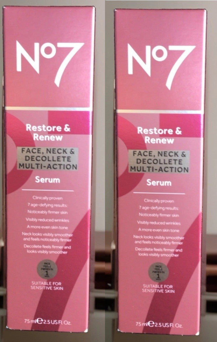 No7 Restore & Renew Face Serum 2.5 fl oz Anti-Aging Skincare 2Pk