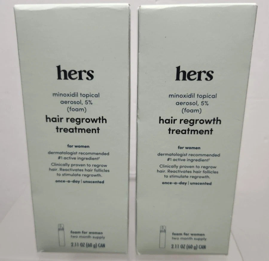 2-Hers Womens Hair Regrowth Minoxidil Topical Aerosal 5% Foam 2.11 oz