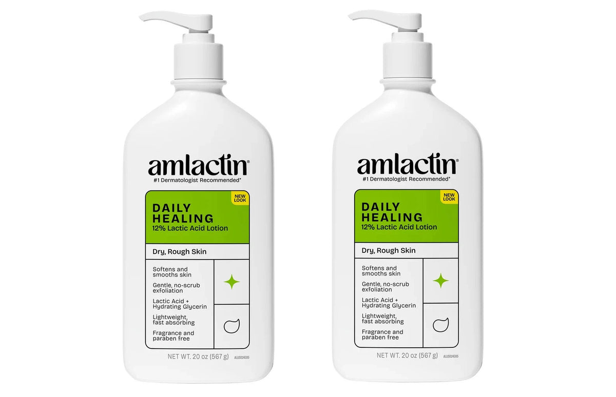 LOT OF 2 - Amlactin Body Lotion 20oz 12% Lactic Acid Moisturizing Unscented