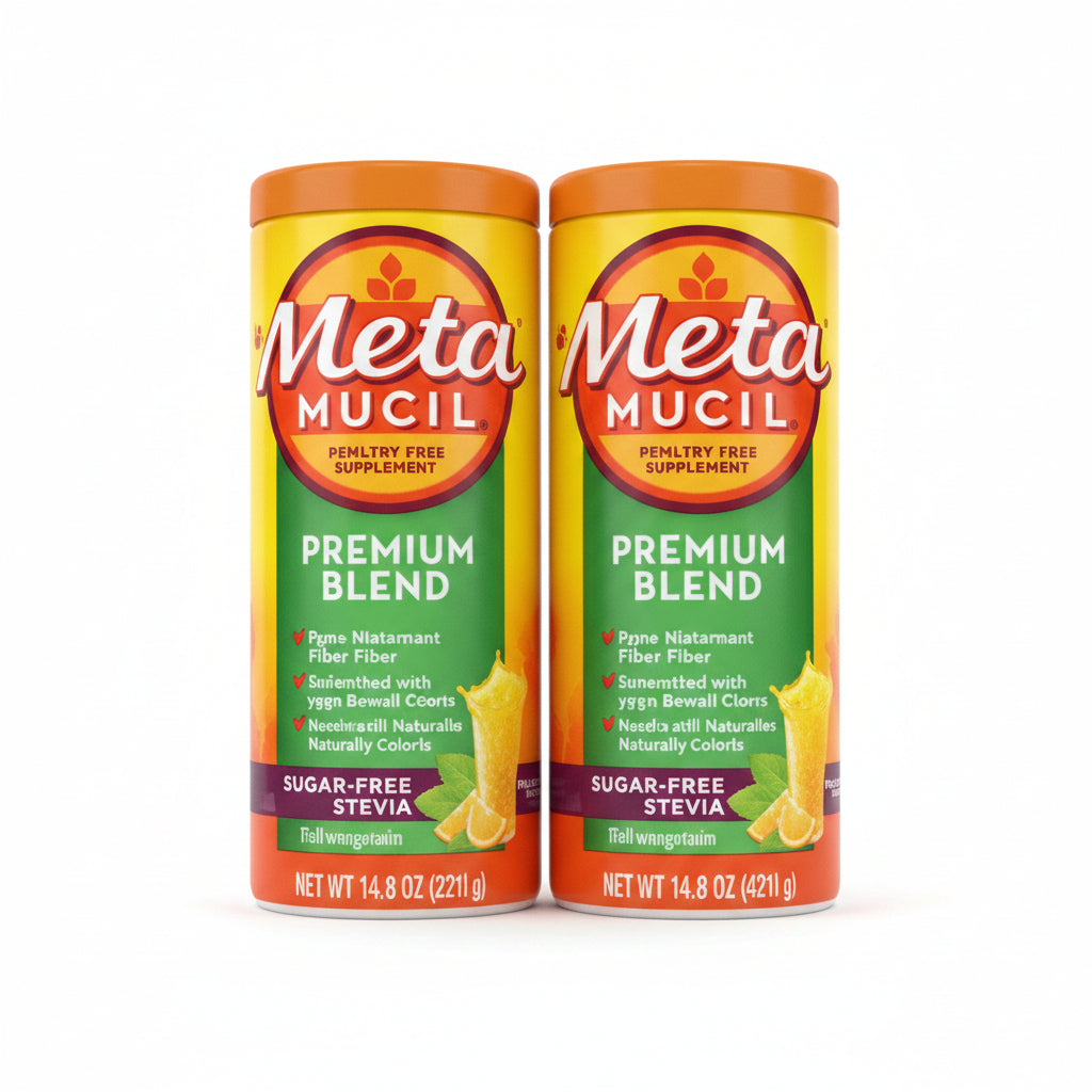 2 NEW SUGAR FREE METAMUCIL PREMIUM BLEND 4 IN 1 FIBER 14.9 OZ STEVIA NEW 72 tsp.