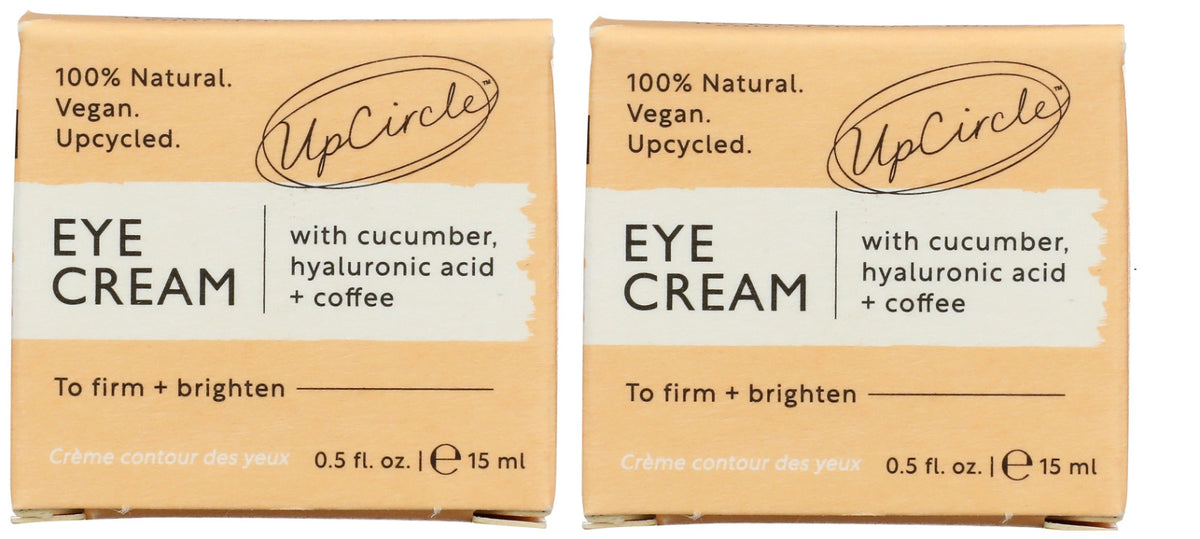 LOT of 2 - Upcircle Eye Cream With Cucumber Hyaluronic Acid And Coffee 0.5 Fl Oz
