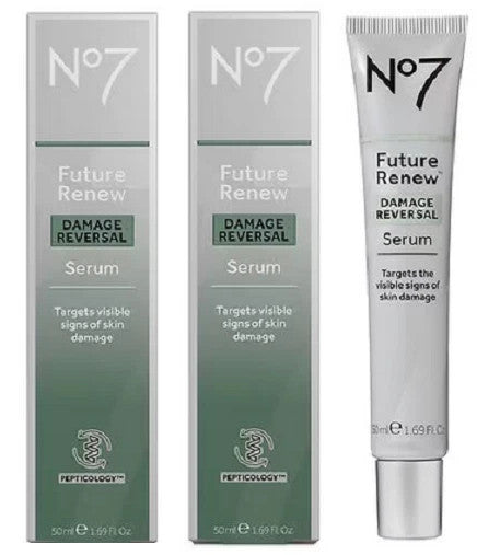 2 LOT - No7 Future Renew - DAMAGE REVERSAL SERUM - 1.69 FL. OZ. (50ml) - New